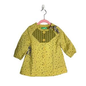 Bonjour Annika Yellow Polkadot 100% Cotton Button Front Coat XS